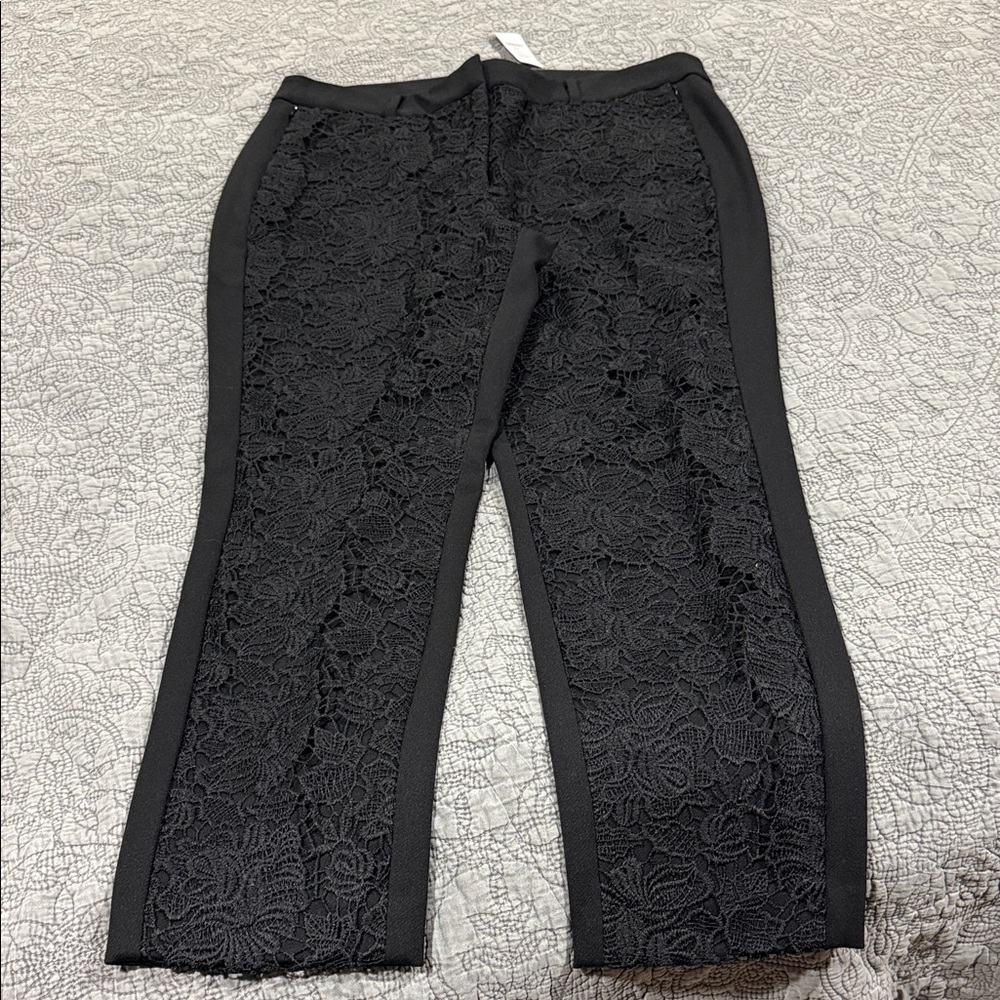 NWT White House Black Market Black Lace Trousers